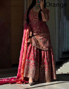 Traje Sharara y Palazzo de Diseño Étnico Indio y Pakistaní en Tela Georgette Sintética de Alta Calidad con Dupatta, Listo para Usar - Product Image 3