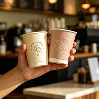 Gobelet en papier à double paroi imprimé jetable pour boissons chaudes, logo personnalisé accepté, gobelet en papier de 8/12/16/20 oz pour café et boissons chaudes