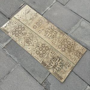 1.4x3 ft Rug, Vintage Turkish Rug, <b>Brown</b> Gray Patchwork Rug - Product Image 4