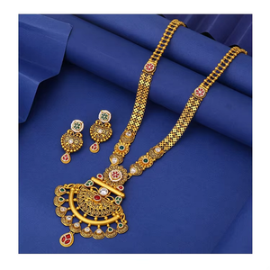 Conjunto de joyería étnica chapada en oro moderno de 22 quilates elegante hecho a mano para fiestas de compromiso de boda y regalo de uso de ocasión - Product Image 3