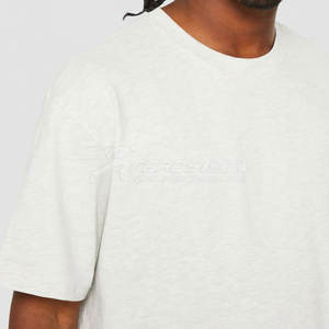 T-shirts à col rond tricotés en coton solide 100% pour hommes, logo personnalisé en coton biologique lourd, t-shirts vierges de haute qualité - Product Image 2