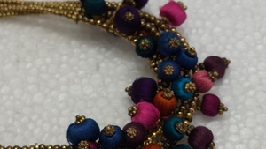 Collar de Cadena de Aleación de Cobre Cubierto con Hilo Vibrante, Joyería de Cuentas Estilo Boho Chic, Hecho a Mano Multicolor, 16 Pulgadas, de Lujo - Product Image 6