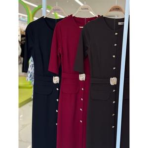 Vestido midi tipo tubo cómodo con detalle de cinturón 2909 - Product Image 1