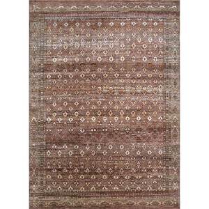 พรมขนสัตว์ถักมือสีน้ำตาลเบจ Viscaya รุ่น Enm-8005 ลายเรขาคณิตแบบอัฟกัน สำหรับบ้าน ห้องโถง ห้องนั่งเล่น-ขนนุ่มสำหรับวัยรุ่น - Product Image 1