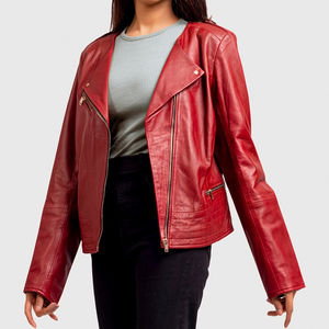 Chaquetas de Cuero de Moda para Mujer, Hechas a Medida, de Alta Calidad, con Cremallera Transpirable, de Piel de Oveja Original, Chaqueta de Invierno con Logotipo Original - Product Image 4