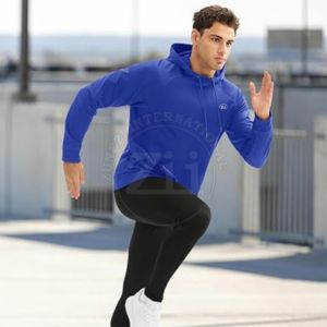 Sweats à capuche personnalisés en polaire d'hiver de haute qualité pour hommes sans cordon de serrage en coton vierge uni séchage rapide respirant léger - Product Image 4