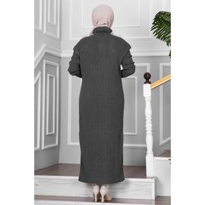 Vestido de punto Hijab con media cremallera Antracita - Product Image 5