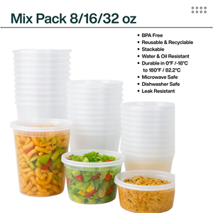 ProTakeOut 8/16/32 oz Heavy-Duty PP Deli Containers with Lids 48 Sets Microwave & <b>Freezer</b> Safe Durable for Meal Prep - Product Image 6