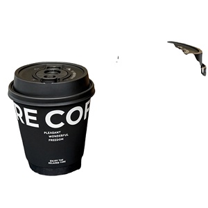 Matte Black <b>Disposable</b> Paper Coffee <b>Cup</b> with Lids Custom Logo 8oz 12oz 16oz Hot Cold Drink <b>Cup</b> for Cafe Takeaway - Product Image 4