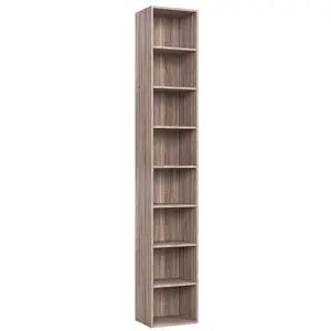 Tall Storage Cube Organizer 8-stufiges Bücherregal aus dunkler Eiche mit verstellbaren Regalen