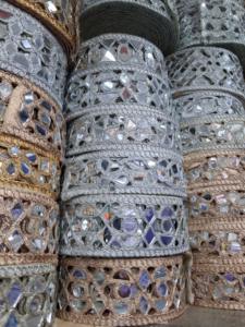 Nouveauté : dentelle brodée en polyester de haute qualité, effet miroir métallique, dentelle florale, couleur personnalisée, chaussures, vente chaude - Product Image 3