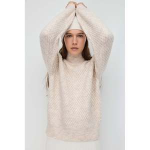 Suéter Casual de Punto Acrílico para Mujer, con Detalle de Estampado Bósforo, Cuello Alto Transpirable, Manga Larga, Versión Otoño, Corte Holgado - Product Image 1