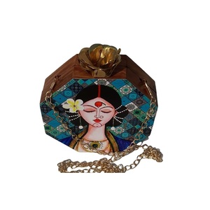 Bolso de mano de madera marrón para fiesta femenina, bolso de mano de resina, bolso de acrílico, bolso bandolera para mujer, bolsos de novia - Product Image 6