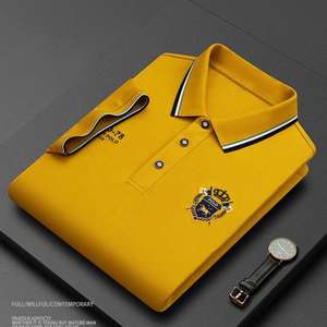 T-shirts de golf d'affaires à manches courtes de haute qualité pour hommes, polos d'été brodés en tissu polyester et boutons plus respirants - Product Image 1