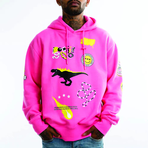 Drop-shoulder Printed Knitted Hoodies for <b>Men</b> Polyester/Cotton Blend Quick Dry & Eco-Friendly Breathable Winter <b>Pullover</b> - Product Image 4
