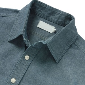 2025 logotipo personalizado medio botón frontal algodón pesado alta calidad camisa barra tachuelas en bolsillos trabajo camisas casuales para hombres - Product Image 1