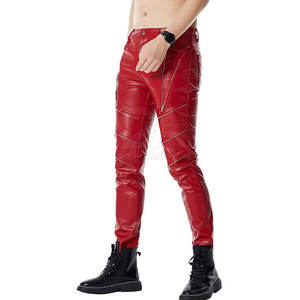 Vente chaude Options de taille haute et basse bonne qualité motif droit extérieur pantalon en cuir cordon homme pantalon pantalon décontracté - Product Image 4