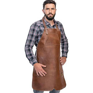 Custom Made Logo <b>Leather</b> Bib High Quality Adjustable Unisex Workshop Kitchen Oversleeve for Cleaning Home or Office Use - Product Image 1