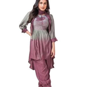 งานมือเครปหนักของนักออกแบบล่าสุดพิมพ์ชุด Kurti โดย Fab Zone - Product Image 1