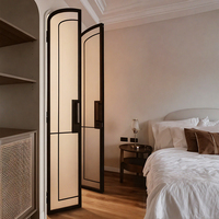 Portes françaises intérieures en aluminium et verre de style rétro vintage, noires, à charnières arquées, pour maisons