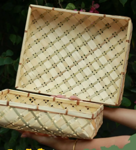 Green Striped Bamboo Gift Box-Rectangular Natural <b>Laminate</b>, Vietnam | VIET FARGIMEX - Product Image 2