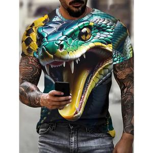 Camisetas de serpiente de moda para hombres 3D impreso divertido patrón de animales camiseta de gran tamaño verano Hip Hop tendencia Casual cuello redondo Tops 2025 - Product Image 5
