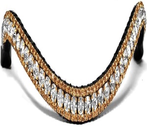 Bandas de cuero genuino ecuestre de alta calidad con cadena de cristal en muchos colores, banda para cejas de doma - Product Image 1
