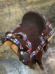 อานม้าแข่งม้าหนังแท้แบบพกพาดีไซน์แอซเท็กแบบอังกฤษทนทานแข่งแบบตะวันตก - Product Image 4