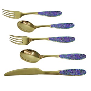 Couverts en acier inoxydable cuillère fourchette couteau ensemble de 5 ustensiles de cuisine pour café maison couleur argent plaqué couverts utilisés pour la table - Product Image 2