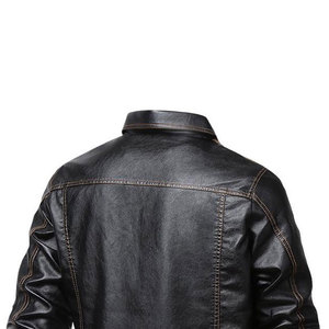 แจ็กเก็ตหนังสำหรับผู้ชายเสื้อแจ็กเก็ตหนังสำหรับผู้ชายสีทึบสั่งติดฉลากได้ตามต้องการ - Product Image 4