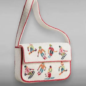Bolso de Hombro Personalizado Hecho a Mano, Duradero, Cuadrado, con Estampado Floral y Cuentas, Temática Deportiva de Invierno, Venta al por Mayor, Bolso de Mano OEM, Clutch - Product Image 1