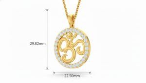 Women's 14K <b>Gold</b> & Natural Diamond-Border Om <b>Locket</b> <b>Pendant</b> - Product Image 2
