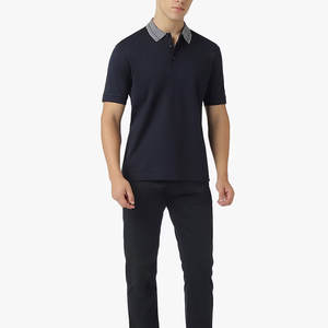 2025 dernière conception couleur unie 230GSM col montant pour Polo T-Shirt pour hommes tendance en ligne Street Wear - Product Image 3