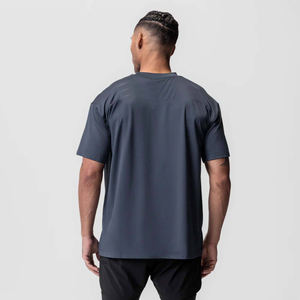 T-shirt pour homme en bleu ardoise surdimensionné, coupe ample, manches courtes, coton, streetwear décontracté, haut décontracté, t-shirt de sport, logo personnalisé disponible - Product Image 2