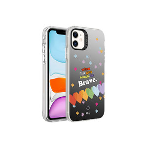 NXXA Étui rigide de qualité supérieure à motif cœur argenté pour iPhone 11 et 14 Plus, coque de protection arrière pour filles en matériau PC - Product Image 1