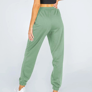 Pantalon de jogging en molleton taille haute pour femme 100% coton Léger Respirant Écologique Cordon de serrage Pantalon de sport Logo personnalisé - Product Image 4