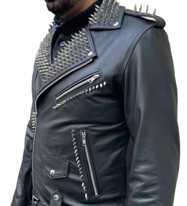 Veste en cuir fine unisexe de haute qualité personnalisée, style Brando argenté, style punk steampunk gothique club, OEM personnalisé - Product Image 2