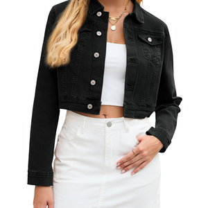 Chaqueta Vaquera de Color Sólido con Logotipo Personalizado, Secado Rápido, Nueva Llegada, Manga Larga con Puños de Botones, Chaqueta Vaquera Corta para Mujer - Product Image 5