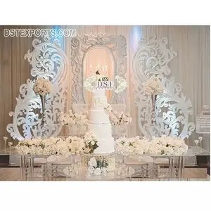 富豪婚礼舞台背景面板为婚礼舞台装饰设置花式纤维面板荧光婚礼纤维后墙舞台
