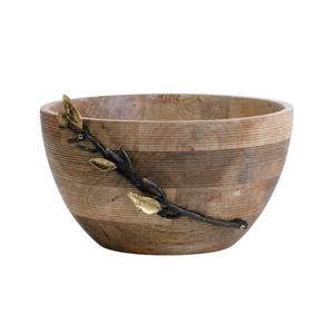 Cuenco de madera de alta calidad con mango de ramita de Metal, ensaladera, cuenco de mesa de diseño clásico para adornos de cocina a bajo precio - Product Image 1