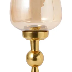 Candelabro Moderno Minimalista de Metal Dorado de Lujo con Base Cilíndrica para Velas Decorativas de Boda - Product Image 5