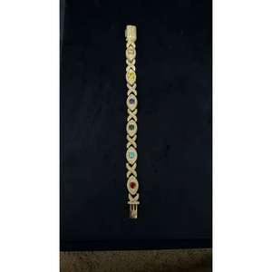Bracelet XO Infinity de luxe en argent avec pavé de moissanite kaléidoscope, pierres précieuses multicolores et maillons géométriques pour homme - Product Image 6