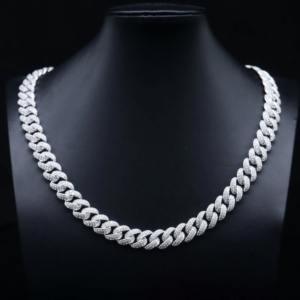 Collares de Plata 925 con Diamantes de Moissanita, Elegantes Collares de Estilo Cubano, Accesorios de Moda, Pulsera de Joyería Fina - Product Image 1