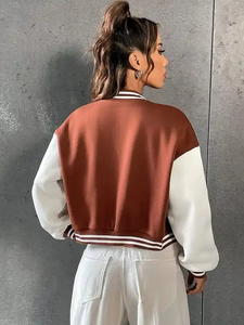 Custom Women Breathable Cotton Printed Letter Embroidery <b>Patch</b> Baseball Letterman Cropped Outdoor Waterproof Quilted Varsity - Product Image 2