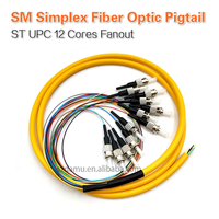 Cable de empalme por fusión de telecomunicaciones de fibra óptica FC UPC Pigtail OS2 9/125um monomodo con código de color, longitud personalizada 12, PVC LSZH CE