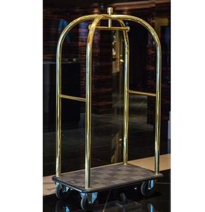 Chariot à bagages de hall de restaurant en acier doré Chariot à bagages d'hôtel Bellman quatre roues Chariot de service Bellboy Chariots à bagages - Product Image 1