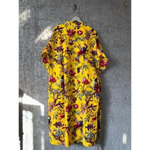 Robe kimono style bohème à imprimé bloc, 100 % coton, peignoir doux tissé pour l'été, fait main - Product Image 5