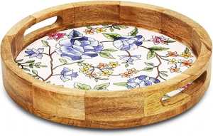 Meena Tray Plateau à collations écologiques pour la maison très exigeant Modèle peint à la main Design Présentoir de service en bois Résine Offre Spéciale - Product Image 3