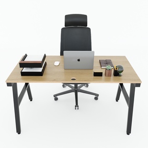 Escritorio Minimalista de Madera Contrachapada con Revestimiento de Melamina y Patas de Hierro - 140x70cm - Diseño Duradero - Product Image 2