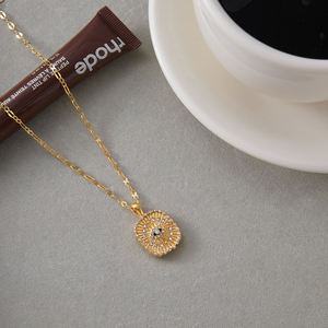 Collar con Colgante en Espiral de Oro de 18K J&D, Doble Cara, con Circonita Blanca, Turquesa Azul, Ojo de Demonio, Geométrico, Moderno, de Aleación de Zinc - Product Image 6